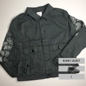 NWT Lularoe Kenny Jean Jacket. Embroidered - L